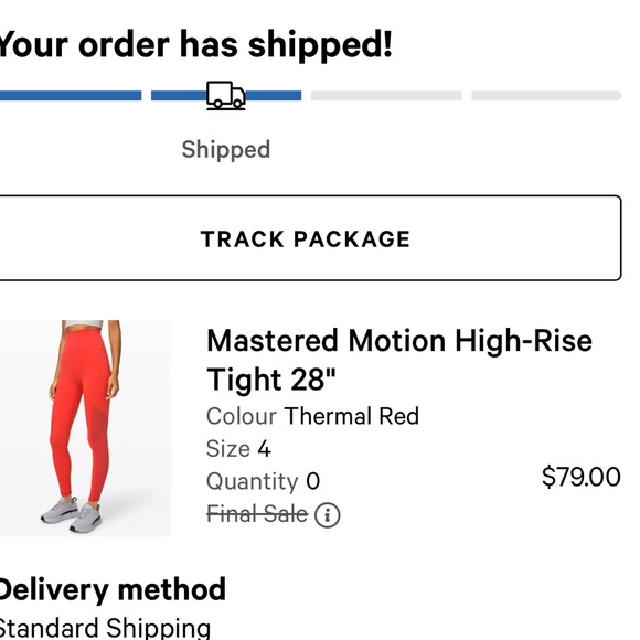 Lululemon mastered in motion HR size 4 gently used in thermal red - Picture 2 of 2